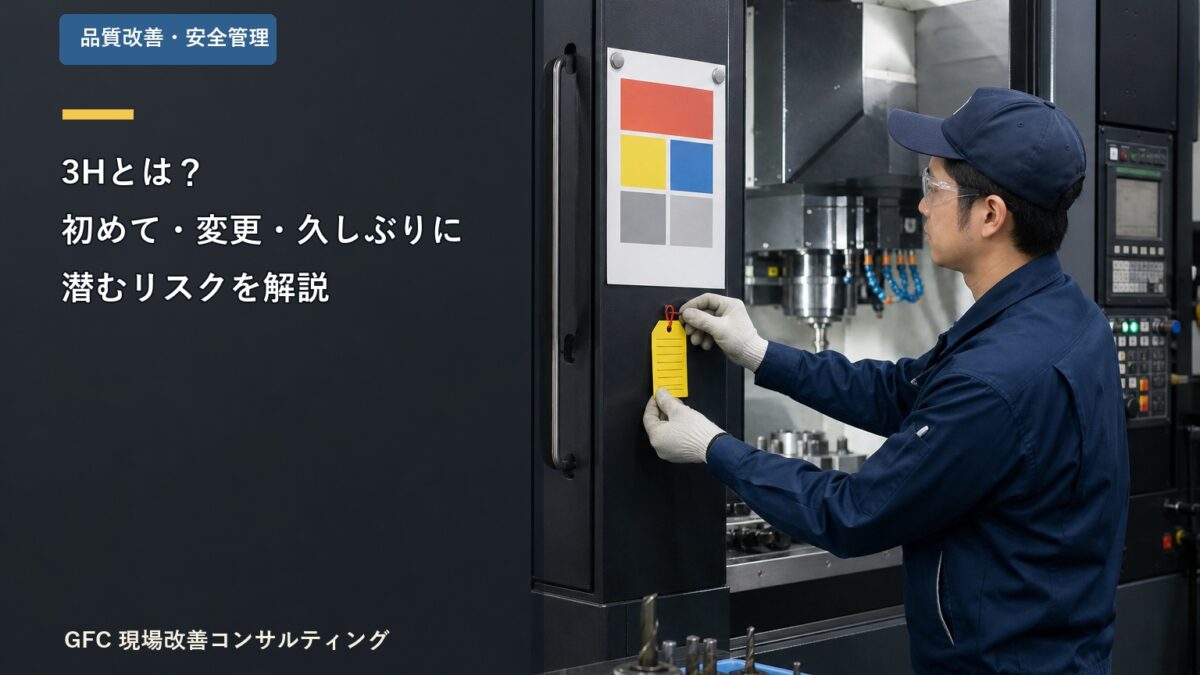 変更管理タグを設備に取り付ける製造現場の作業者