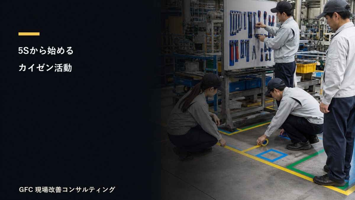 5S改善で作業場を整える製造現場のチーム