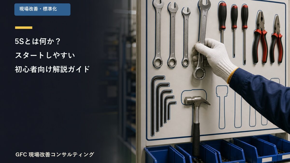 工具を定位置へ戻す製造現場の作業者と整頓された工具ボード