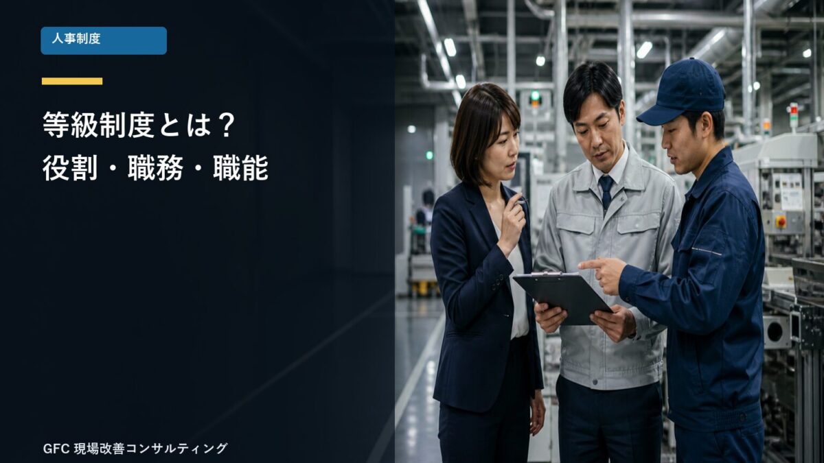等級制度の役割・職務・職能を検討する製造現場のチーム