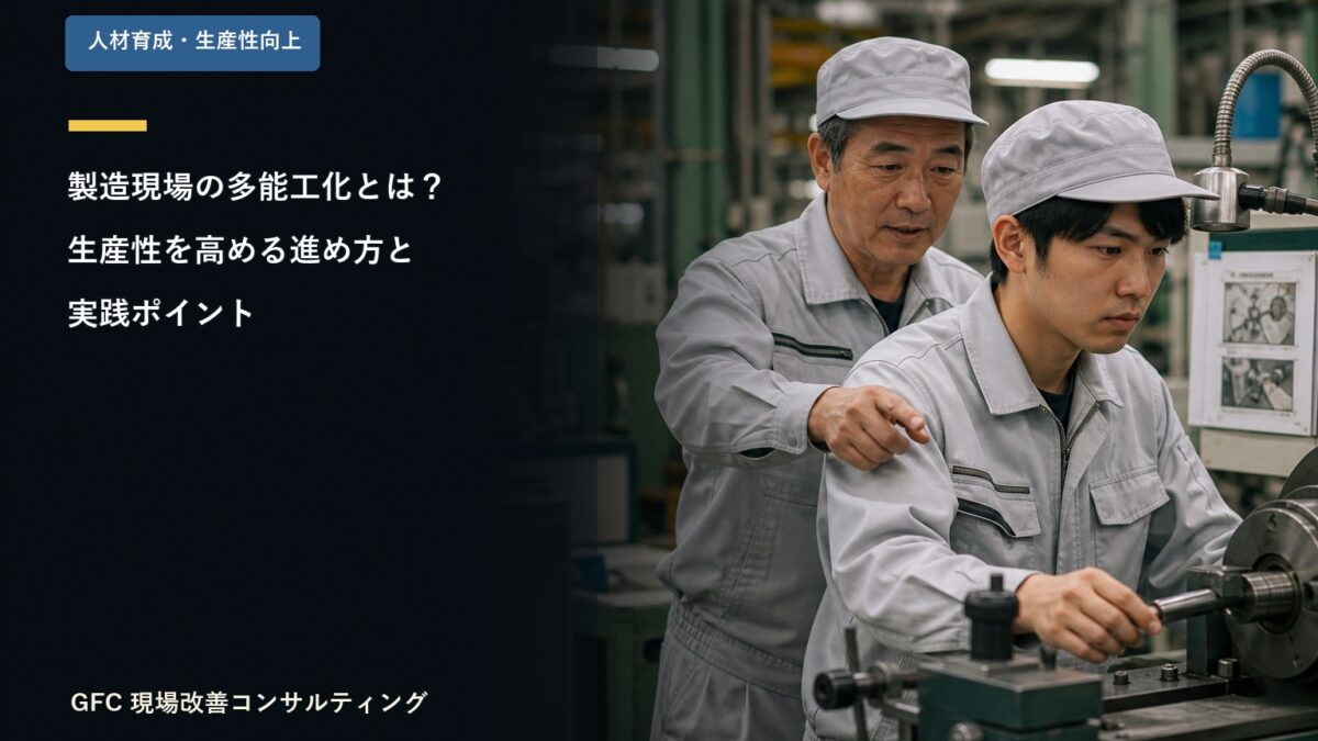 熟練者が若手作業者へ加工工程を指導する製造現場のOJT
