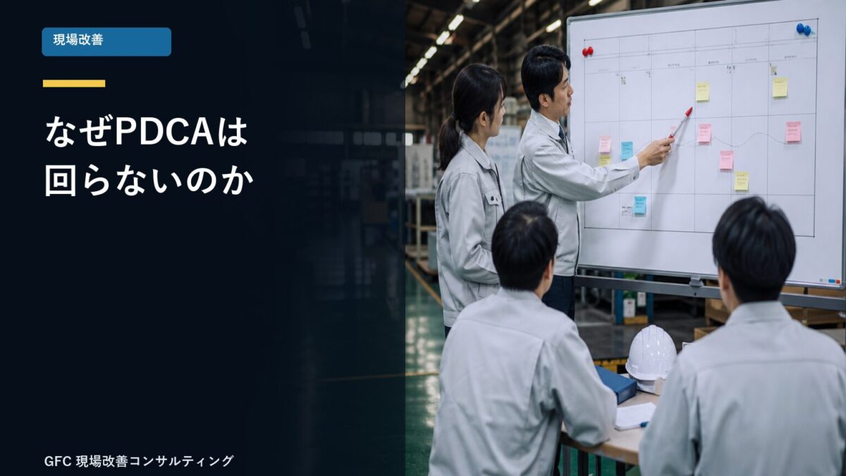 PDCAの課題を改善会議で確認する製造現場のチーム