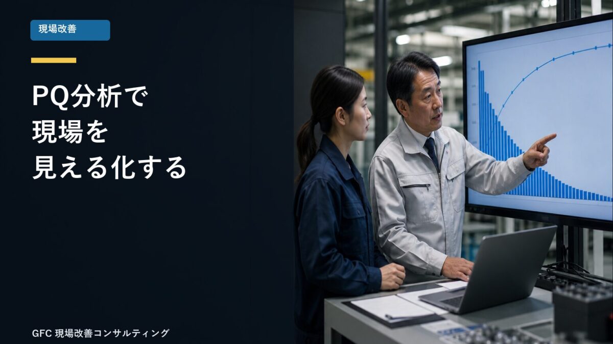 PQ分析のグラフを見ながら生産データを確認する製造現場