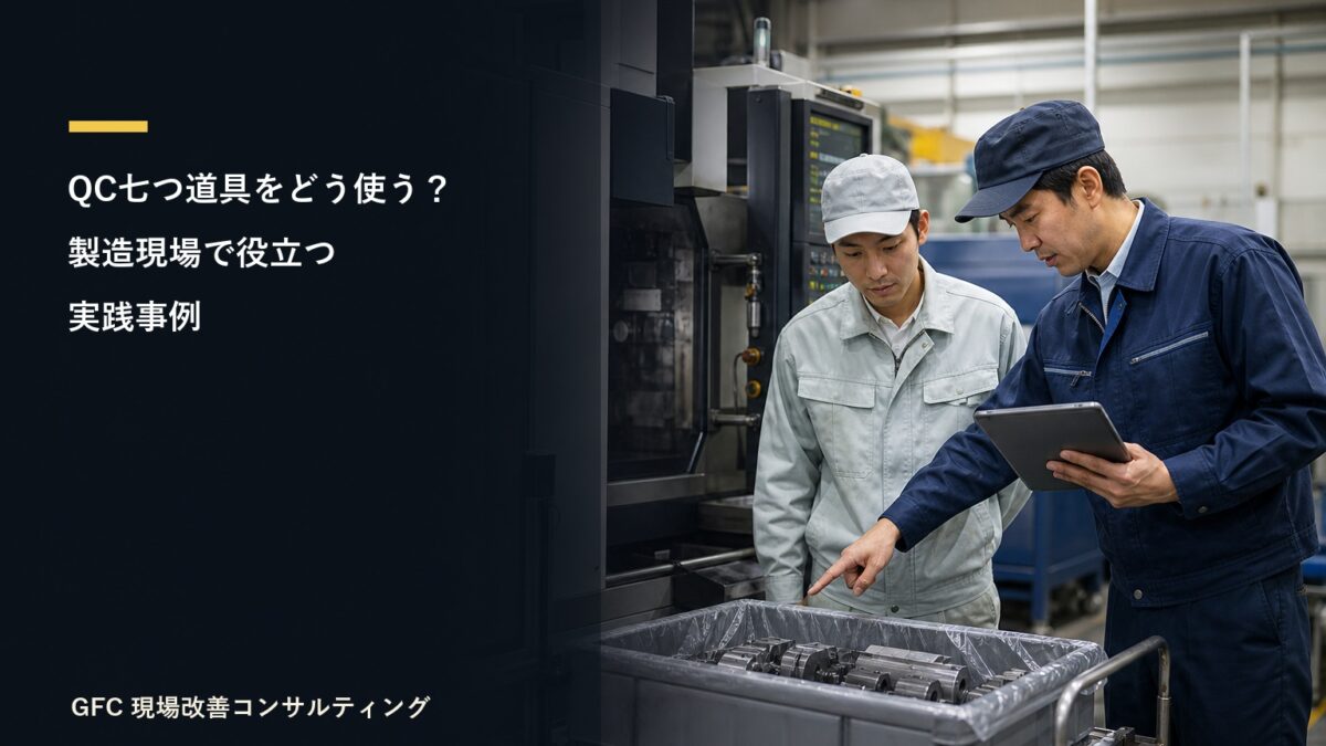機械と材料を確認する製造現場の品質改善チーム