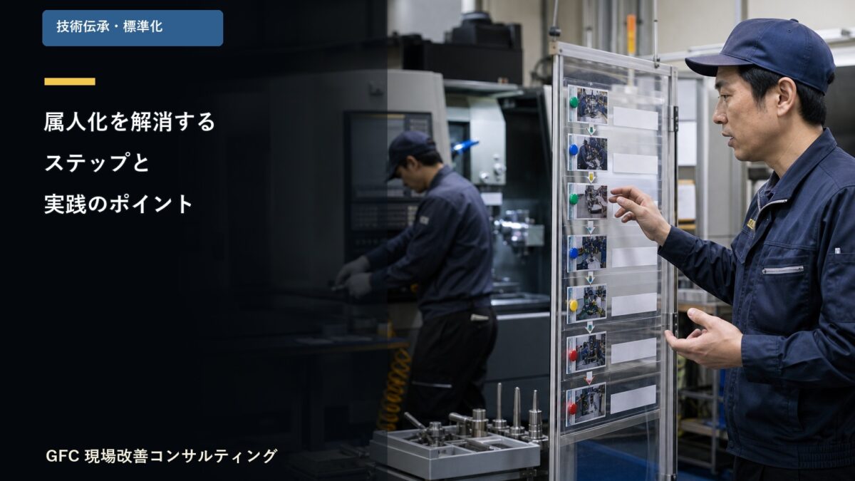 標準作業の手順を確認する製造現場のリーダーと作業者